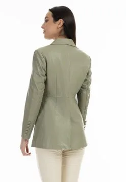 Faina Imitatieleren Jas - Grau Oliv -Outlet Faina Winkel 08bacd4ff01b403ea09b2e4bf3ea2c85