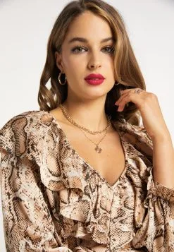 Faina Mini Jurken Jurk Dames Bruin / Lichtbruin -Outlet Faina Winkel 1ba1c742013edabf549cbbf1a46d3817