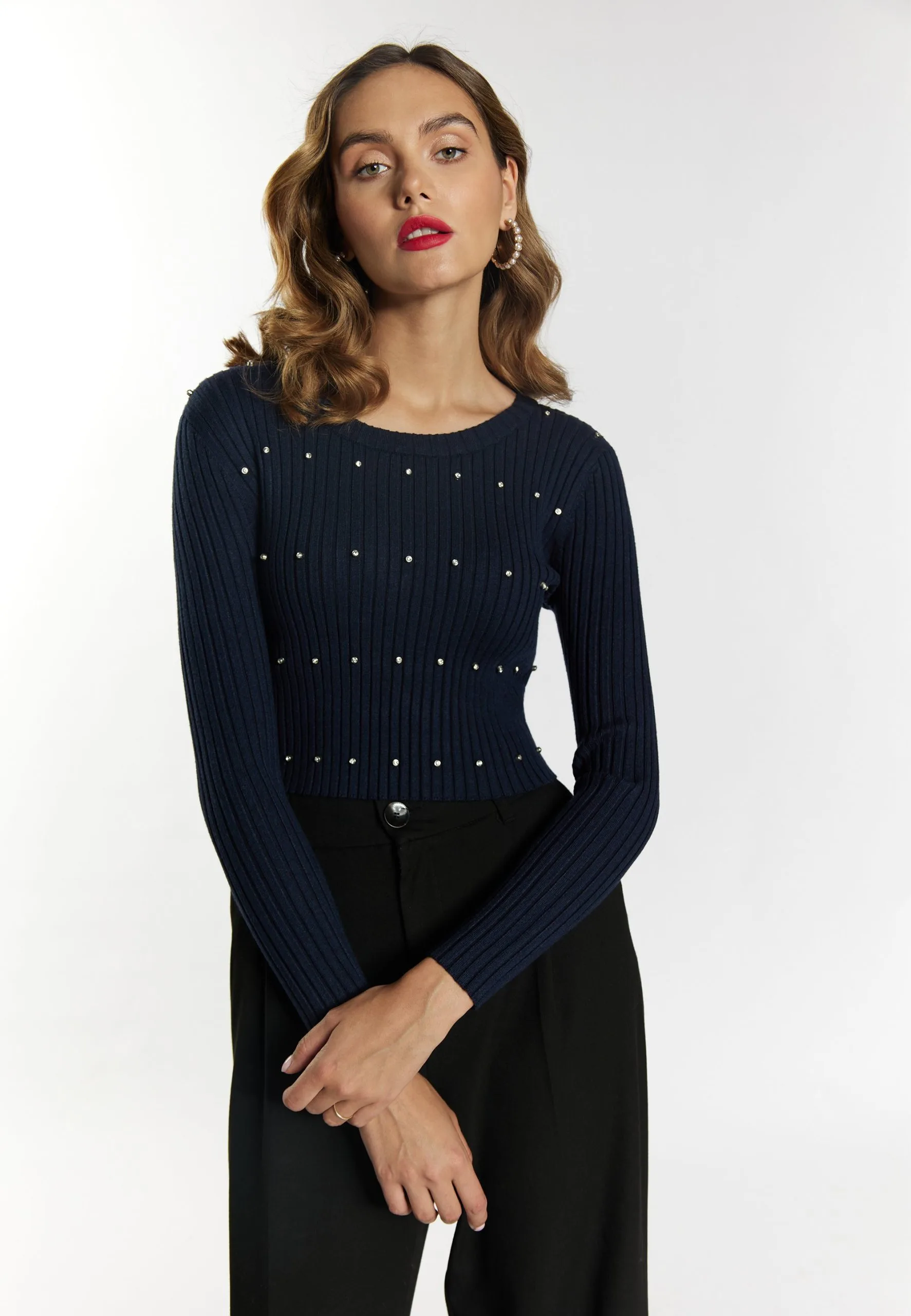 Faina Mit Strass Steinen Imane - Trui - Marine 3 Faina Mit Strass Steinen Imane - Trui - Marine