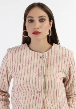 Faina Kurze - Blazer - Pink Wollweisser Streifen -Outlet Faina Winkel 29147a9c42c34d9e918b53b64a04287e