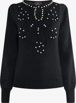 Faina Fijngebreide Truien Trui Tuxe Dames Zwart