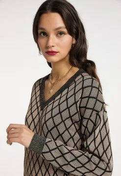 Faina Fijngebreide Truien Trui Dames Cappuccino / Donkerbruin -Outlet Faina Winkel 2f33d1455de5005ba75021c93d7e5258