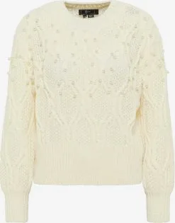 Faina Fijngebreide Truien Trui Dames Parelwit / Wolwit