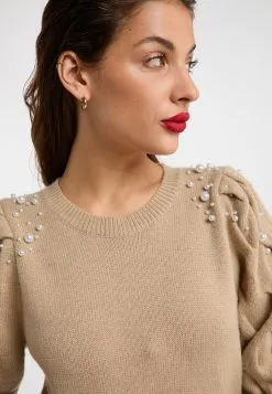 Faina Fijngebreide Truien Trui Dames Donkerbeige -Outlet Faina Winkel 364e6e288f9fb11047fdebe8885cd191