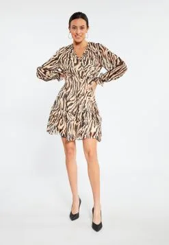 Faina Mini Jurken Jurk Dames Crème -Outlet Faina Winkel 3915c4c133cab329eac05bc998ed1277