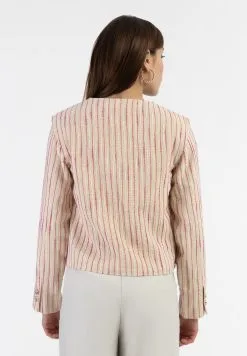 Faina Kurze - Blazer - Pink Wollweisser Streifen -Outlet Faina Winkel 3f0d4a0b58f44a7e9013882d782cb48c