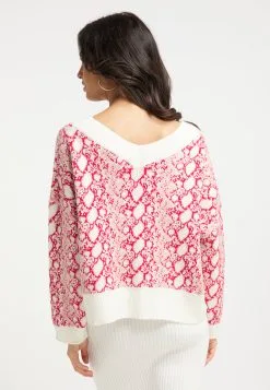 Faina Fijngebreide Truien Trui Dames Rood / Wit -Outlet Faina Winkel 4022d886554ad49f9f5af3522e1891a7