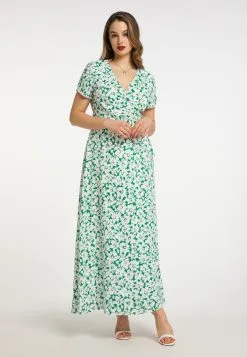 Faina Maxi Jurken Jurk Dames Groen / Wit -Outlet Faina Winkel 4482d1c630cbc2f6f2bdbe70258c379e