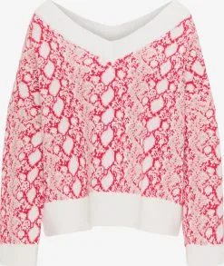 Faina Fijngebreide Truien Trui Dames Rood / Wit