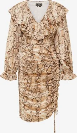 Faina Mini Jurken Jurk Dames Bruin / Lichtbruin