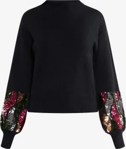 Faina Fijngebreide Truien Trui Caneva Dames Zwart