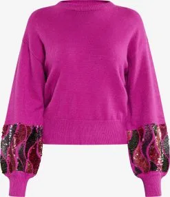 Faina Fijngebreide Truien Trui Dames Magenta