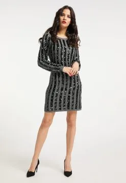 Faina Gebreide Jurken Gebreide Jurk Dames Grijs / Zwart -Outlet Faina Winkel 5edec721ee5ef8e2336bec66cebab0c2