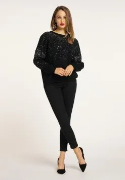 Faina Fijngebreide Truien Trui Dames Zwart -Outlet Faina Winkel 65df688157619310813ef36ff3c22b9b