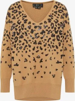 Faina Fijngebreide Truien Regular Trui Dames Camel