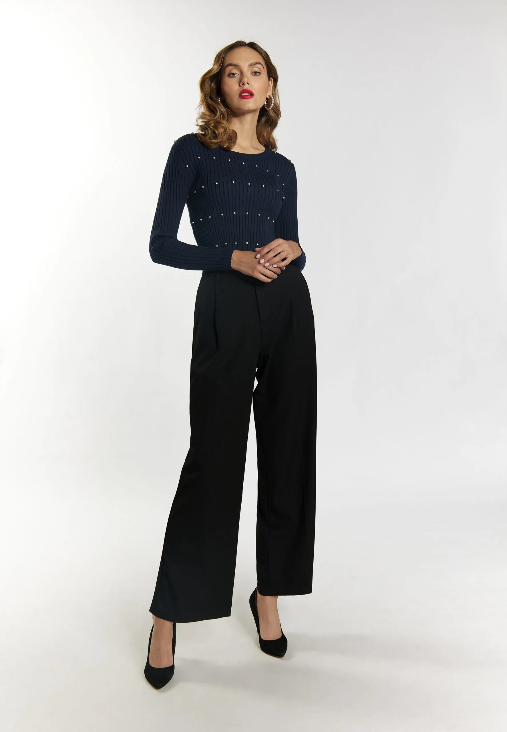 Faina Mit Strass Steinen Imane - Trui - Marine 4 Faina Mit Strass Steinen Imane - Trui - Marine - Afbeelding 2