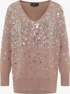 Faina Fijngebreide Truien Regular Trui Dames Taupe