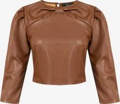 Faina Blouses Met Korte Mouw Blouse Dames Bruin