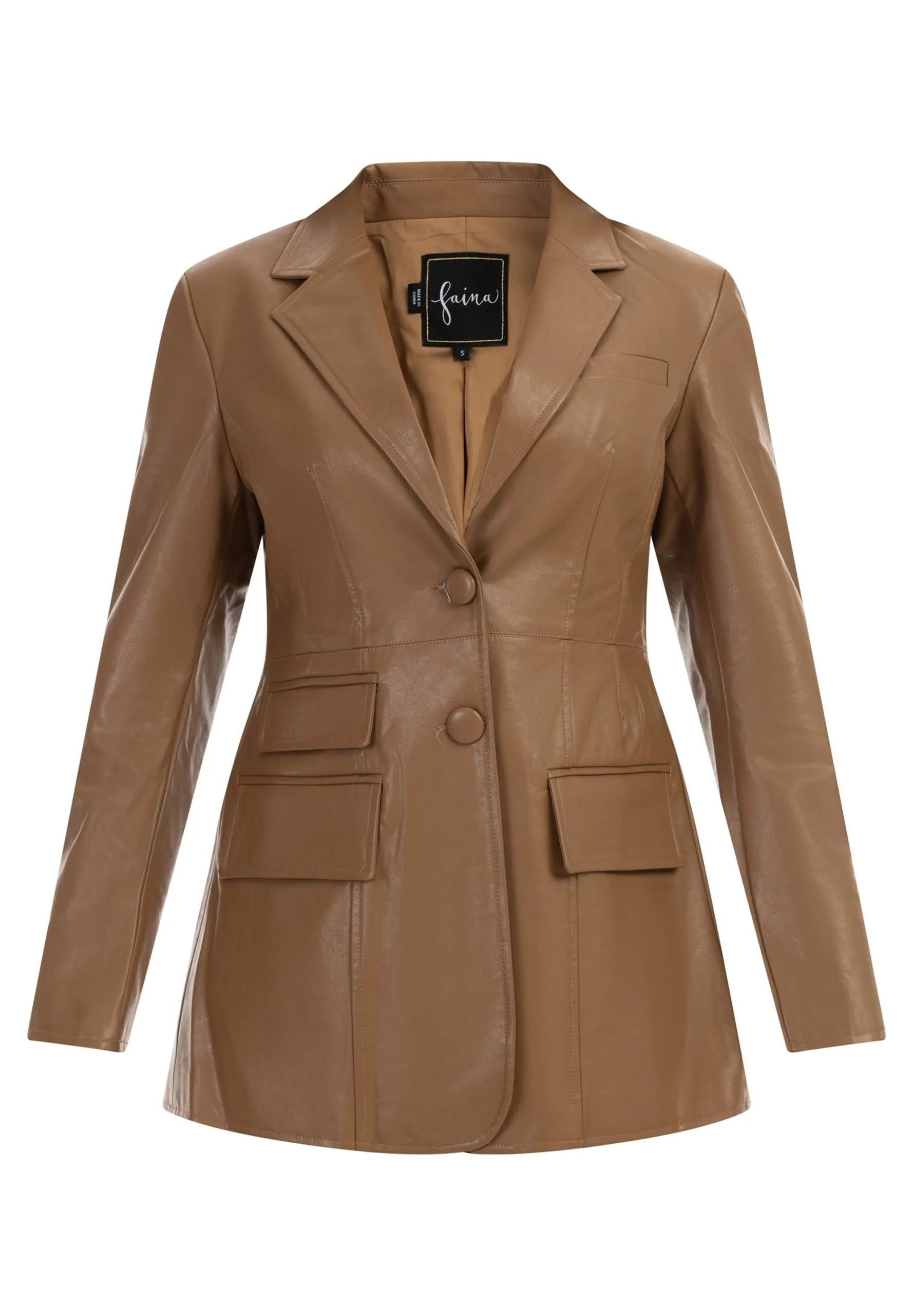 Faina Imitatieleren Jas - Kamel 7 Faina Imitatieleren Jas - Kamel - Afbeelding 5