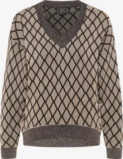 Faina Fijngebreide Truien Trui Dames Cappuccino / Donkerbruin