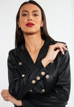 Faina Imitatieleren Jas - Schwarz -Outlet Faina Winkel 8964cd7a75834f97985ffc3d26c581c9