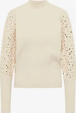 Faina Fijngebreide Truien Trui Dames Crème