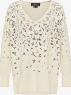 Faina Fijngebreide Truien Regular Trui Dames Wolwit