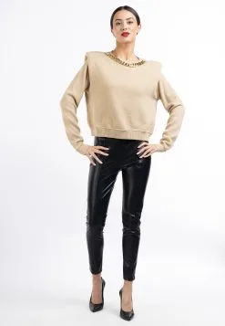 Faina Fijngebreide Truien Trui Tuxe Dames Beige -Outlet Faina Winkel b24f4a0735a62719457e7781cced222b