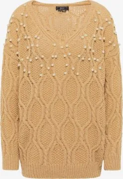 Faina Fijngebreide Truien Trui Dames Lichtbruin