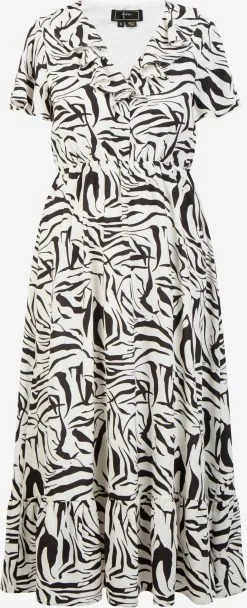Faina Maxi Jurken Jurk Dames Zwart / Wit