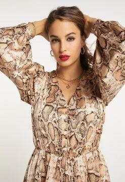 Faina Blousejurken Blousejurk Dames Beige -Outlet Faina Winkel c62f4bbffdeb8b1811348f323309c7a3