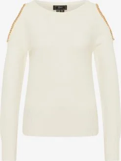 Faina Fijngebreide Truien Trui Tuxe Dames Wolwit