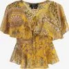 Faina Blouses Met Korte Mouw Blouse Dames Geel