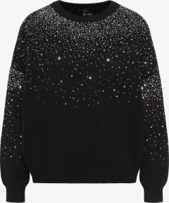 Faina Fijngebreide Truien Trui Dames Zwart