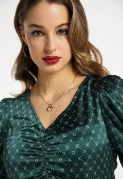 Faina Blouses Met Korte Mouw Blouse Dames Donkergroen -Outlet Faina Winkel e3900e153a4063b3418ca1bc21e63d2c