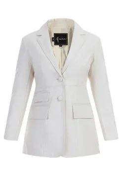 Faina Imitatieleren Jas - Creme -Outlet Faina Winkel e4384e61021d48c2a2963a5a7618e1ef