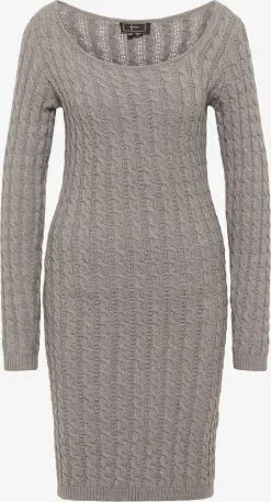 Faina Gebreide Jurken Gebreide Jurk Dames Grijs Gemêleerd