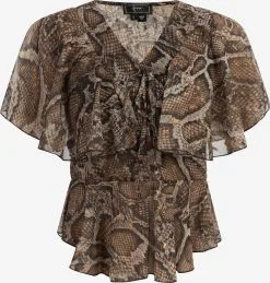 Faina Blouses Met Korte Mouw Blouse Dames Donkerbeige