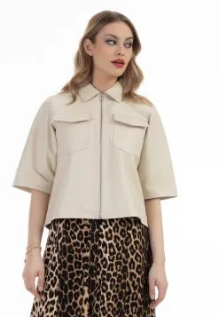 Faina Leren Jas - Wolwit