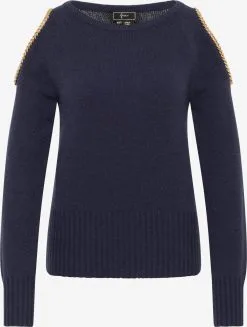 Faina Fijngebreide Truien Trui Tuxe Dames Marine