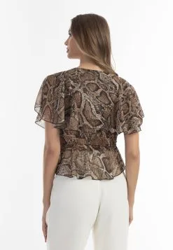 Faina Blouses Met Korte Mouw Blouse Dames Donkerbeige -Outlet Faina Winkel fdbb500f392f8d5c2ba8c6a10177bad5